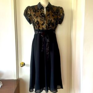 💕Robbie Bee Elegant Black and Gold Dance Dress 12 EUC